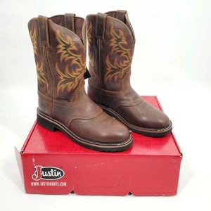 NEW Justin men SZ 10 EE Stampede Leather Workboot Electrical Waterproof Boots